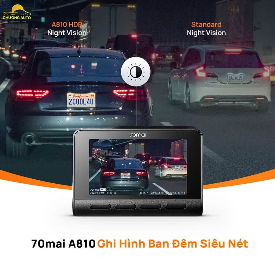 Camera Xiaomi 70mai A810 ghi hình ban đêm rõ nét