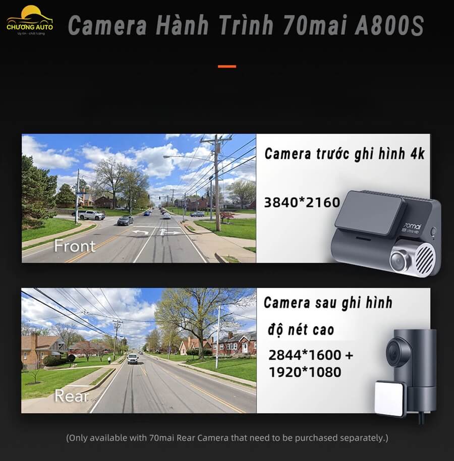 Camera trước và sau của 70mai A800S